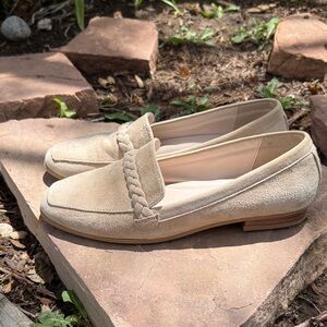Joie Cream Suede Braided Loafers